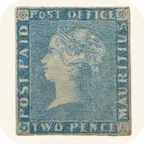 Blue Mauritius 1847 — the two pence deep blue 'Post Office' stamp of Mauritius, one of the world's rarest stamps